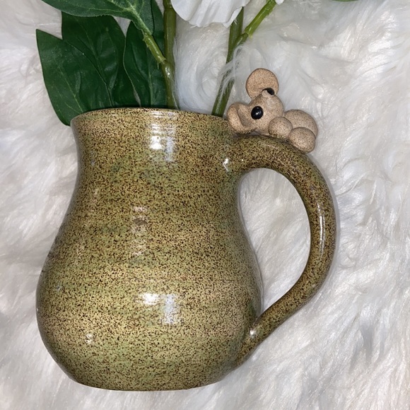 Hand Made Pottery Pitcher with Cute Little Mouse on Handle - Picture 3 of 17